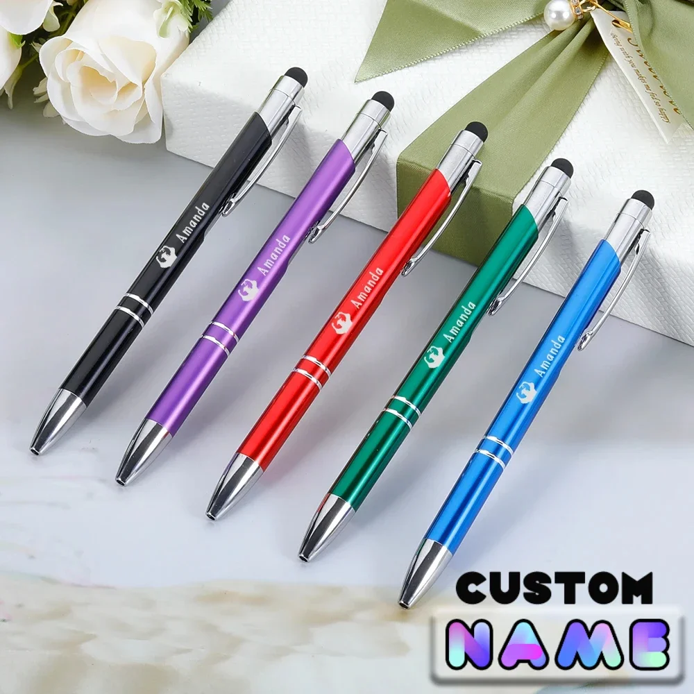 

10pcs Customized Text Touch Screen Metal Ballpoint Pen Handwritten Office Lettering Signature Pen Birthday Graduation Gift Pens