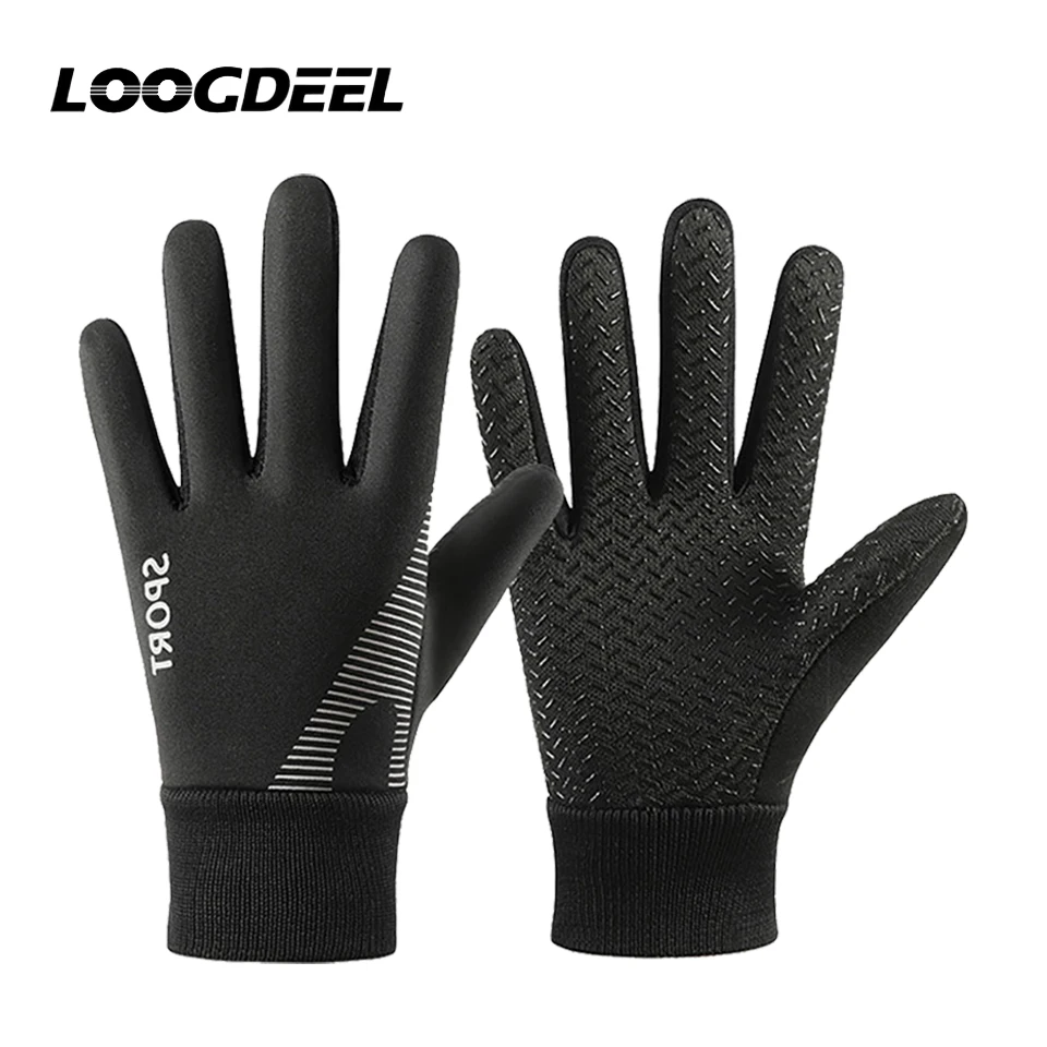 LOOGDEEL Kids Warm Water-resistant Sports Gloves with Thick Plush Lining for Cold Weather Cycling Gloves Autumn Winter Gloves