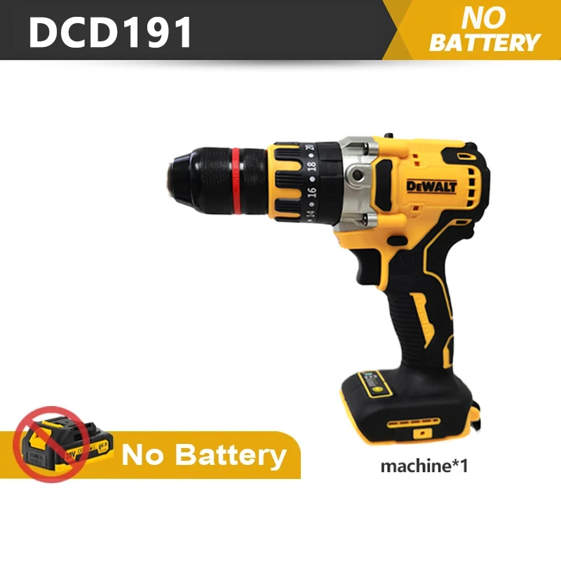 Dewalt-DCD791 Brushless Broca Elétrica, Mandril Sem Fio, Broca de Impacto, Brocas Sem Fio, Ferramenta Elétrica para Dewalt, Bateria 20V, 13mm