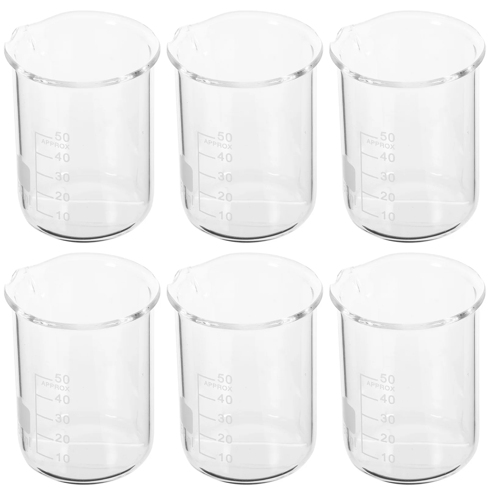 

6 Pcs Science Glass Beaker Laboratory Measuring Tool Graduated Cup Chemistry Glassware Equipment Cylinder