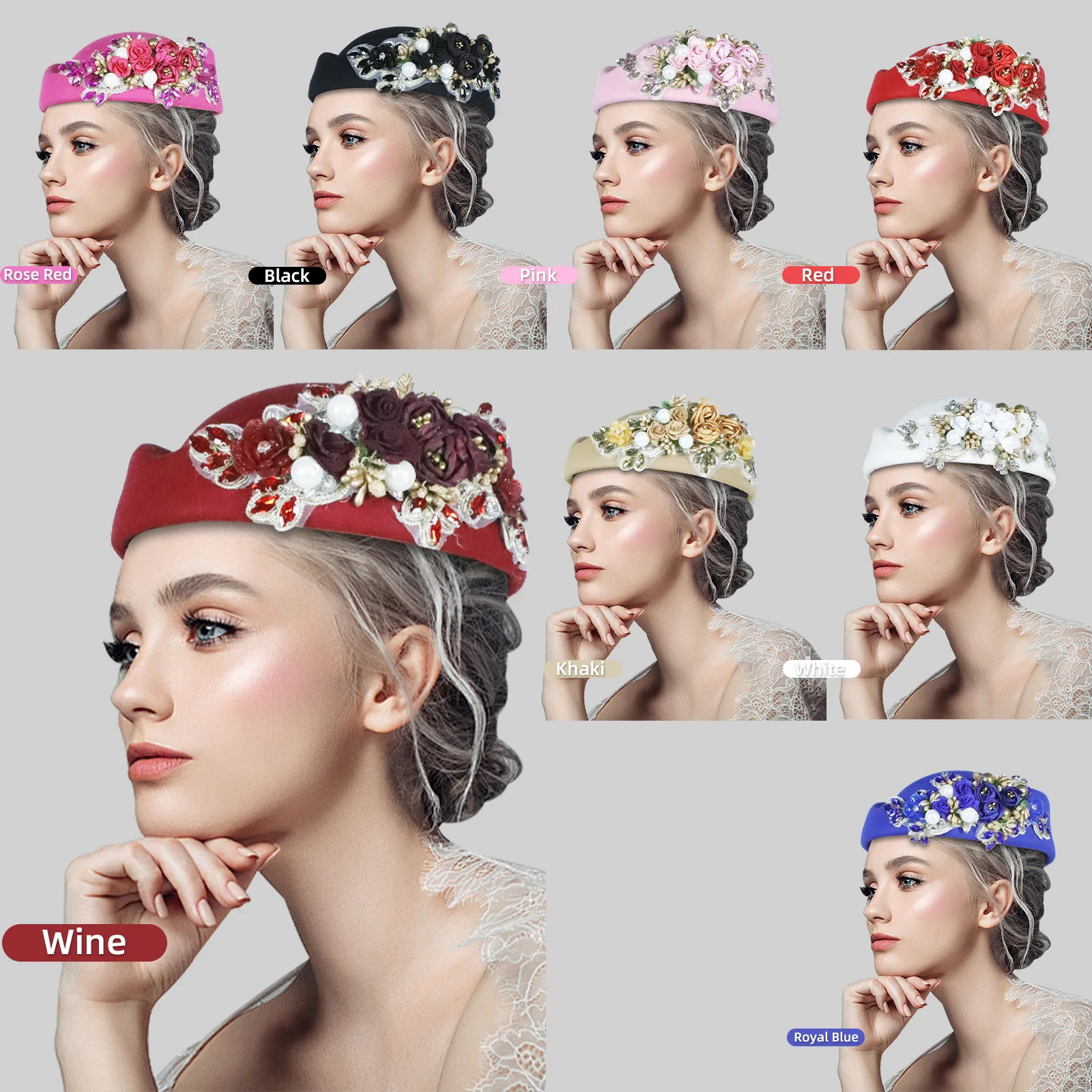 

Британский ретро-берет из войлока для стюардесс, универсальная шляпа из шерсти, элегантная шляпа для стюардесс по этикету.