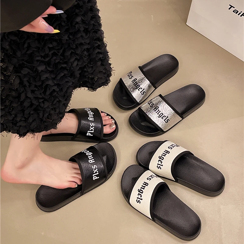 Korean Style Alphabet Flip-flops for Women 2024 Summer Fashion Thick-soled Outer Slippers Casual Beach Sandals Zapatos De Mujer