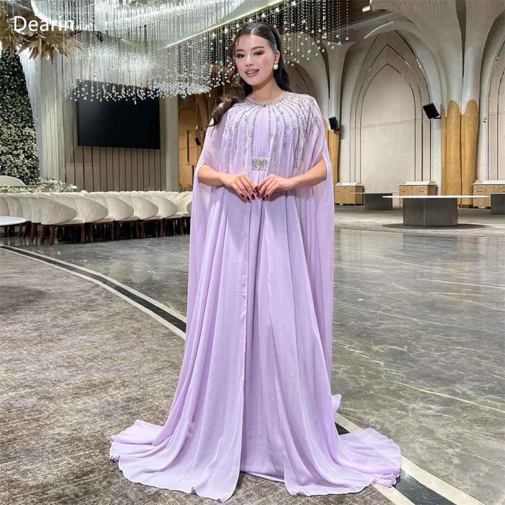 

Customized Women Formal Dress Prom Dearin Scoop Neckline A-line Floor Length Skirts Draped Tulle Beading Bespoke Occasion Dresse