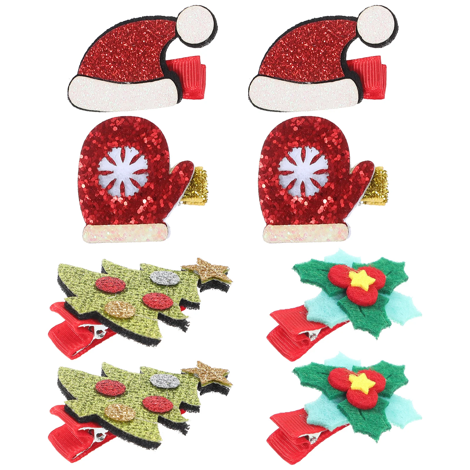 

15pcs Christmas Hair Clips Kids Accessories Glitter Sequin Xmas Girls Festive Leaf Hairpins Decorative Headdress Bright Color
