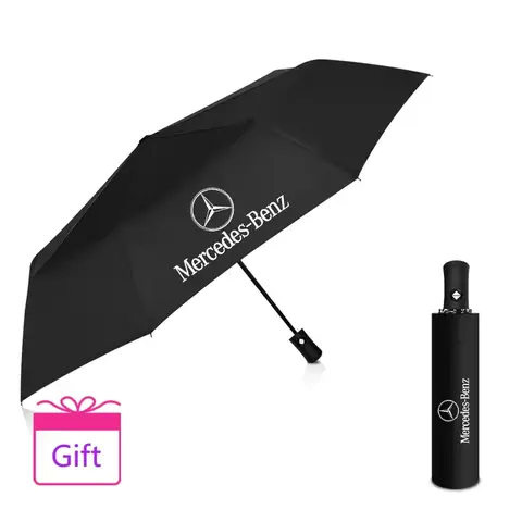 Car Logo Automatic Folding Windproof Sunshade Umbrella For Mercedes Benz C180 C200 C260 C300 W108 W124 W126 W140 W168 W169 W176