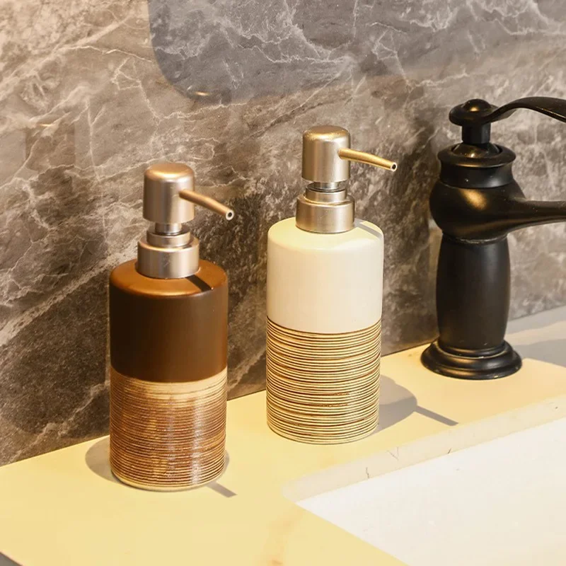 Simple household press-type hand sanitizer bottle, bathroom shampoo and bath sub-bottle, brushed ceramic lotion bottle
