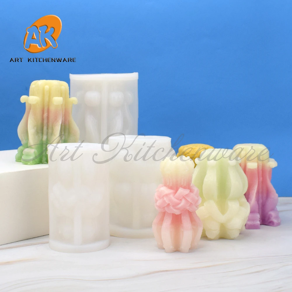 3D Chinoiserie Dunhuang Cylindrical Scented Candle Mold DIY Plaster Silicone Molds Handmade Aromatherapy Wax Mould Home Decor