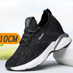 Spring and Summer Inner Height Increasing Shoes Men's 10cm Sports Increase 8cm Casual Shoes Weave Mesh Breathable Elevator Shoes