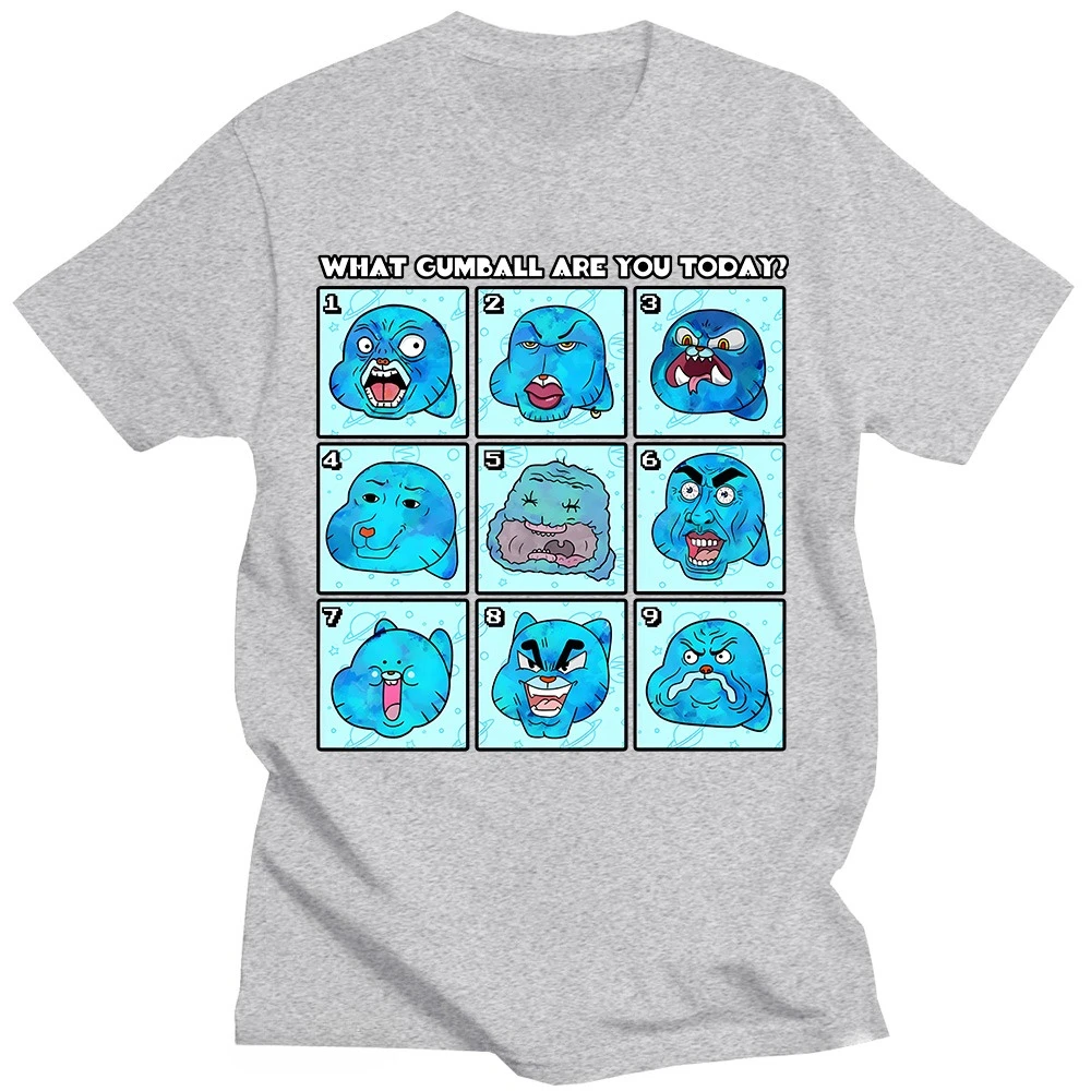 ماذا غامبول اليوم تي شيرت مطبوع Gumball مضحك مليء بالعواطف ملابس بأكمام قصيرة للجنسين قطن مريح تي شيرت Y2K