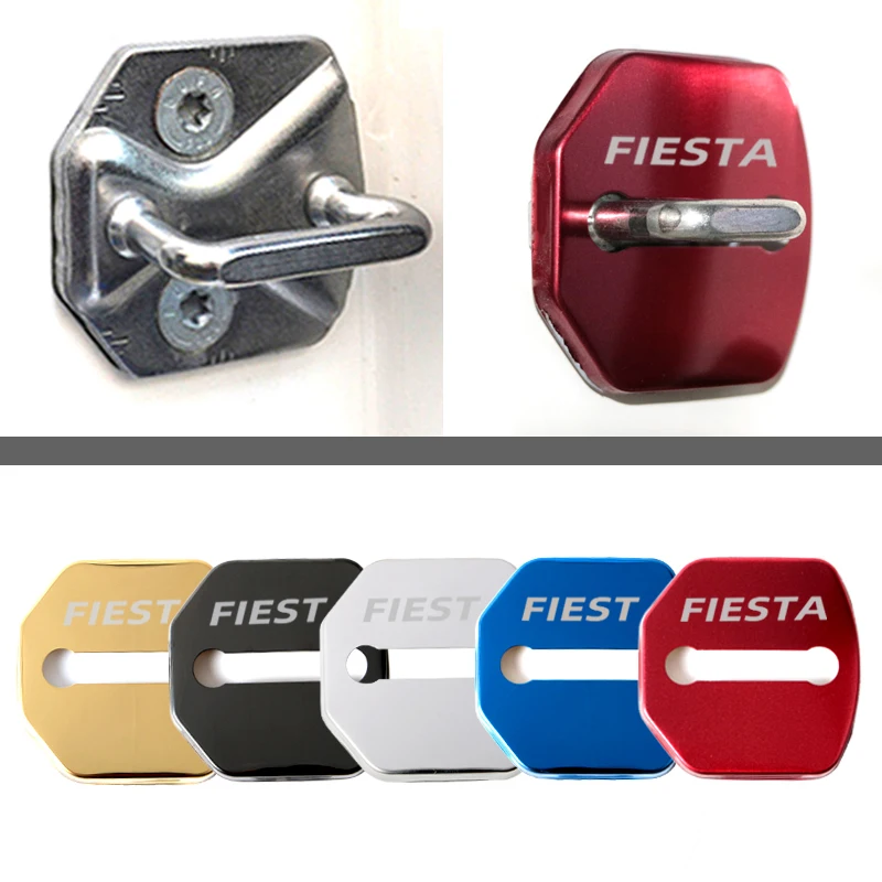 Car-Styling 4pcs car door lock cover Auto Emblems Case For Ford Fiesta mk5 mk6 mk7 Accessories