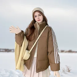 YJKDYK Winter Female Short Parkas Coats Women Stand Collar Loose Thick Cotton Jacket Lady Slim Short Hooded Warm Coat Outerwear