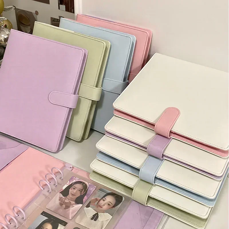 IFFVGX A5 Binder Photocard Holder Kpop Idol Photo Album Candy Color Photocards Collect Book Cards Storage Kawaii Stationery