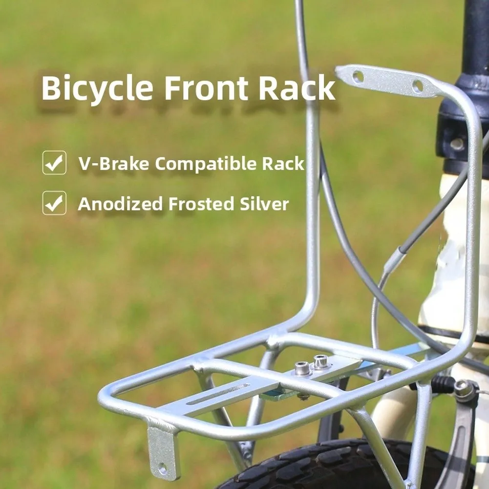 Aluminum Alloy Front Basket Rack 20 Inch Folding Mountain Bike V Brake Mount Silver Retro Style Cycling Cargo Carrier Accessory - view 3