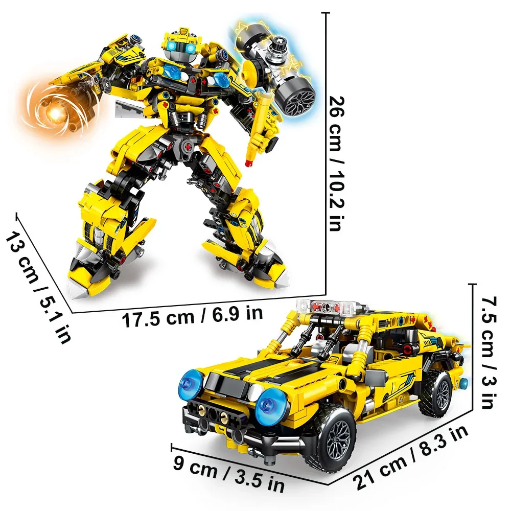 ชุดของเล่นสร้างหุ่นยนต์2ชิ้นประกอบด้วยชุดสร้างหุ่นยนต์แปลงร่างบล็อกของเล่นก่อสร้างสำหรับเด็กผู้ชายอายุ6 7 8 9ขวบ