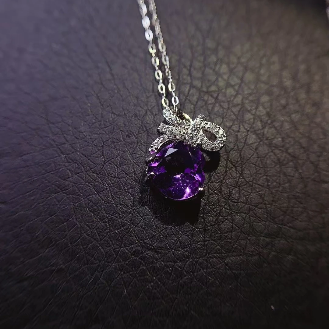 KJJEAXCMY Women's Pendant | Natural Amethyst S925 silver , electroplated color retention process, high-clarity support testing
