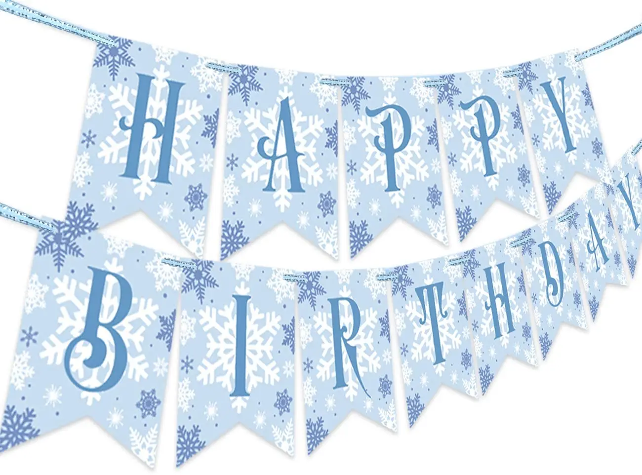 

Cheereveal Snowflake Frozen Theme Happy Birthday Banner Girls Winter Wonderland 1st 2nd 3rd Birthday Party Decorations Supplies