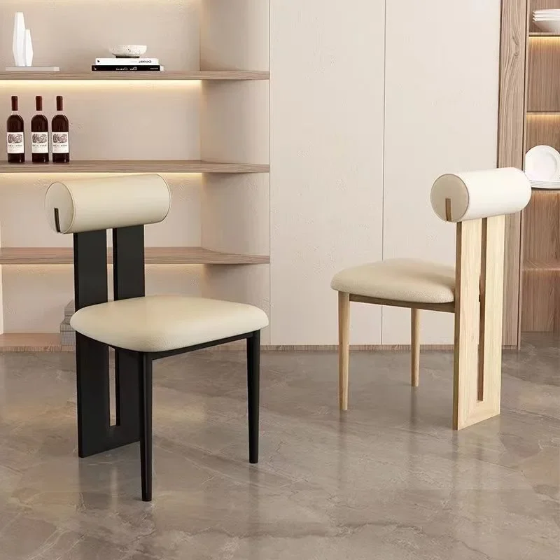 Nordic Light Luxury Solid Wood Dining Chair For Home Use Simple Soft Package Back Up Chair Modern Fashion Commercial Chair