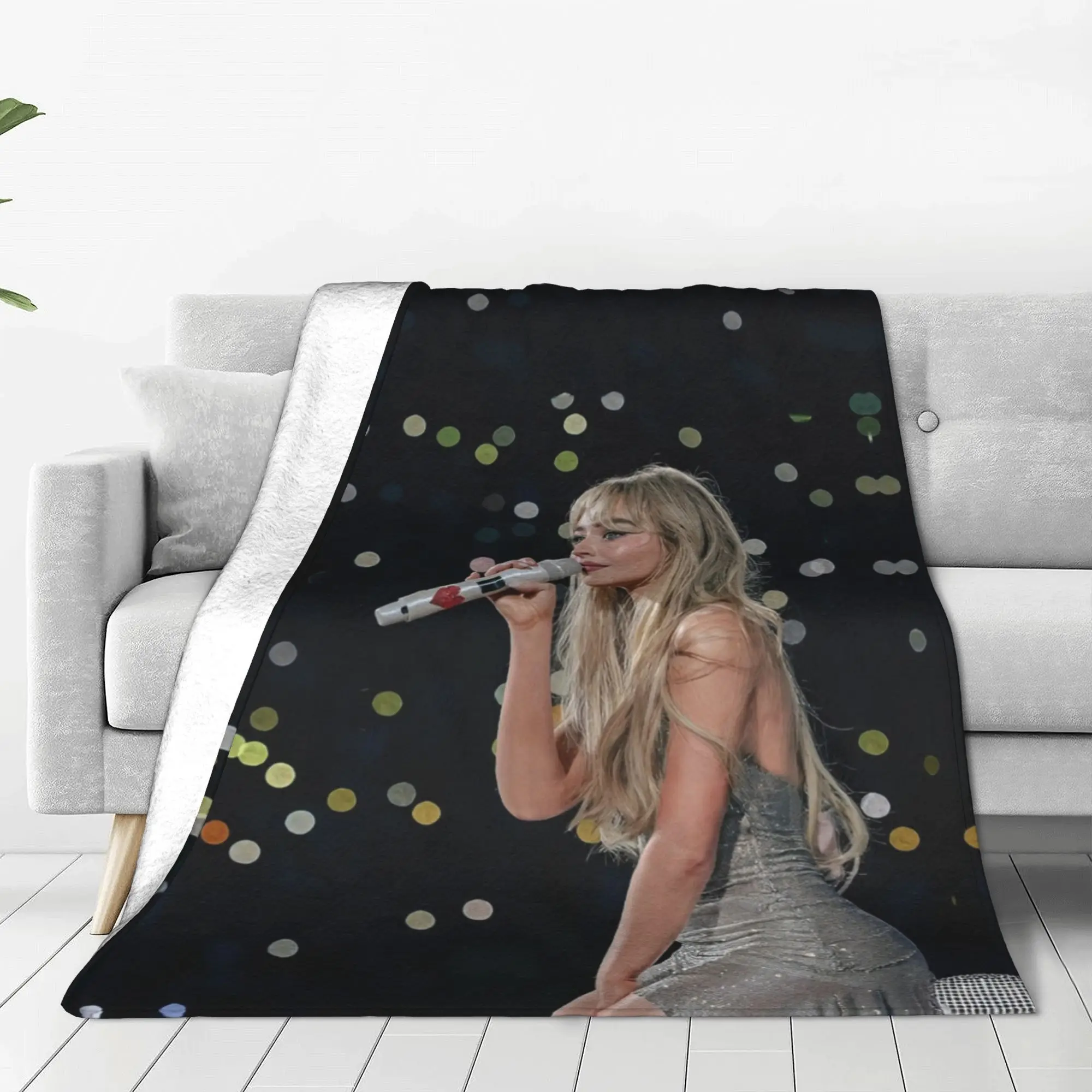 Singer Sabrina Carpenter Blanket Pop Music Flannel Awesome Soft Throw Blanket for Home Spring/Autumn