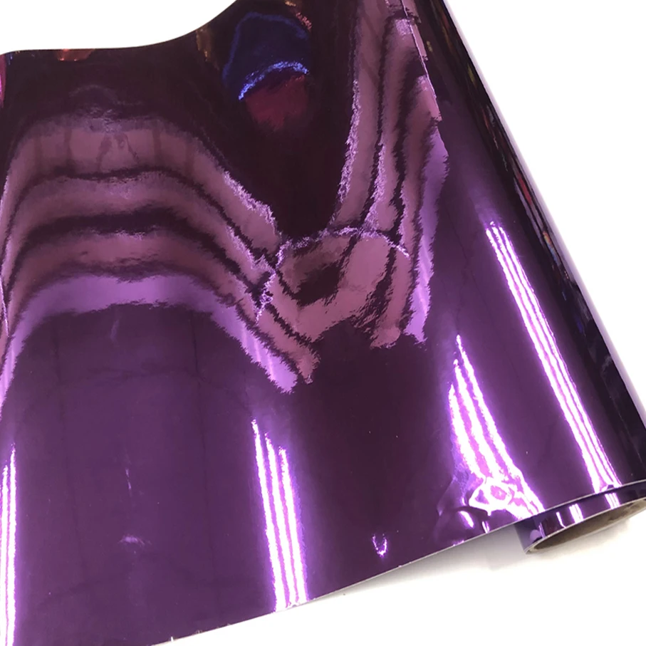 The newest High stretchable Waterproof UV Protected purple Chrome Mirror Vinyl Wrap Sheet Roll Film Car Sticker Decal Sheet