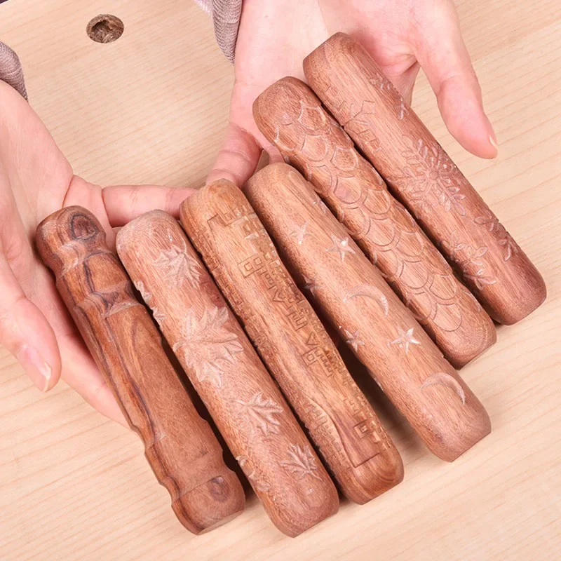 

Wooden Textured Clay Rolling Embossing Stick Student Creative DIY Clay Various Patterns Rolling Clay Stick Pottery Tools