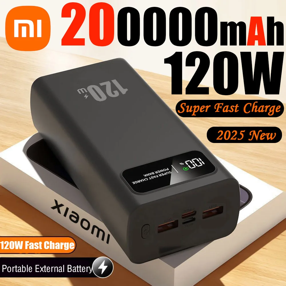 

Xiaomi 200000mAh 120W Ultralarge Capacity Power Bank Fast Charging Portable Digital Display Power Bank For iPhone Samsung Huawei