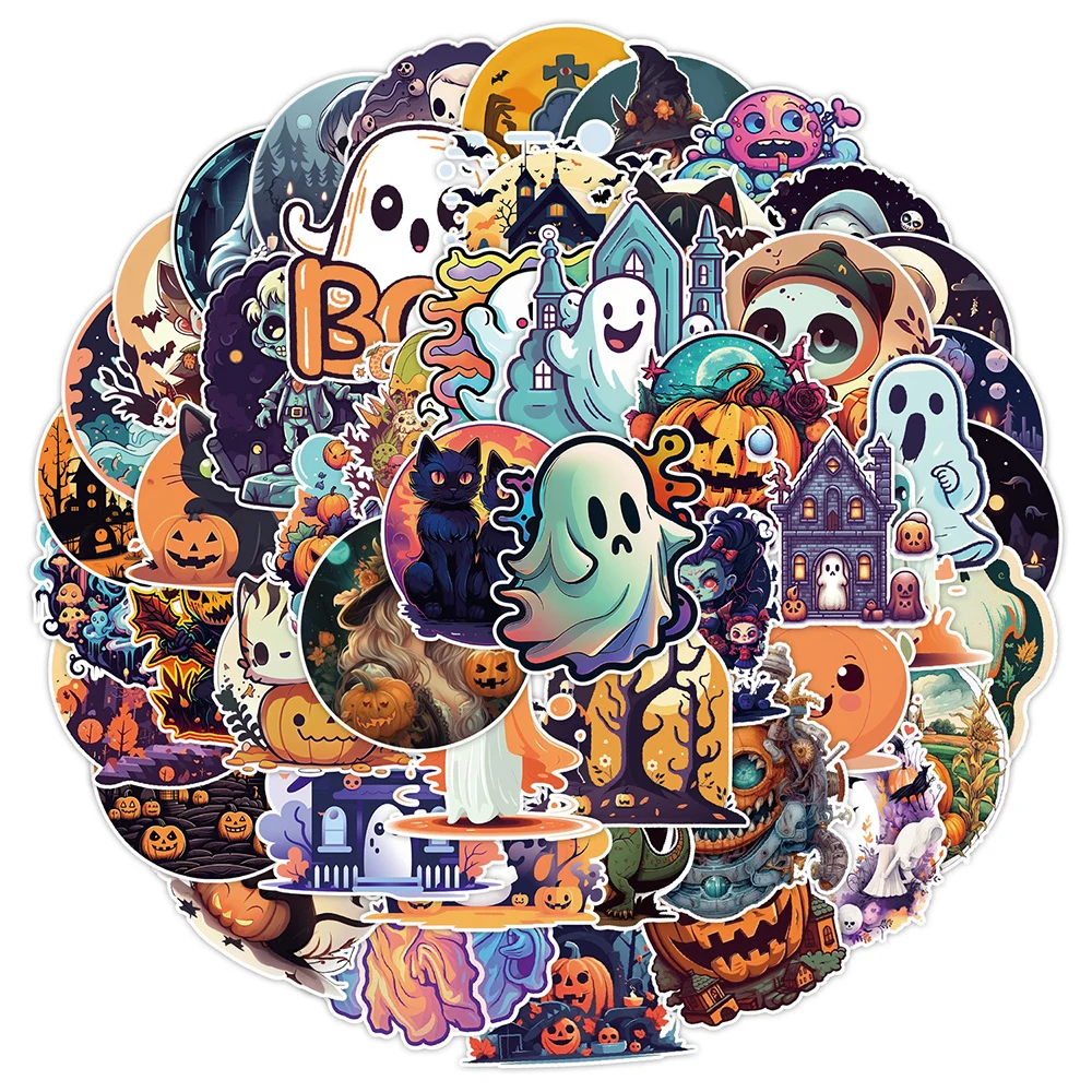 10/50/100/200pcs Cute Cartoon Horror Hallowmas Graffiti Stickers Decals Skateboard Laptop Phone Car Waterproof Sticker Kids Toys