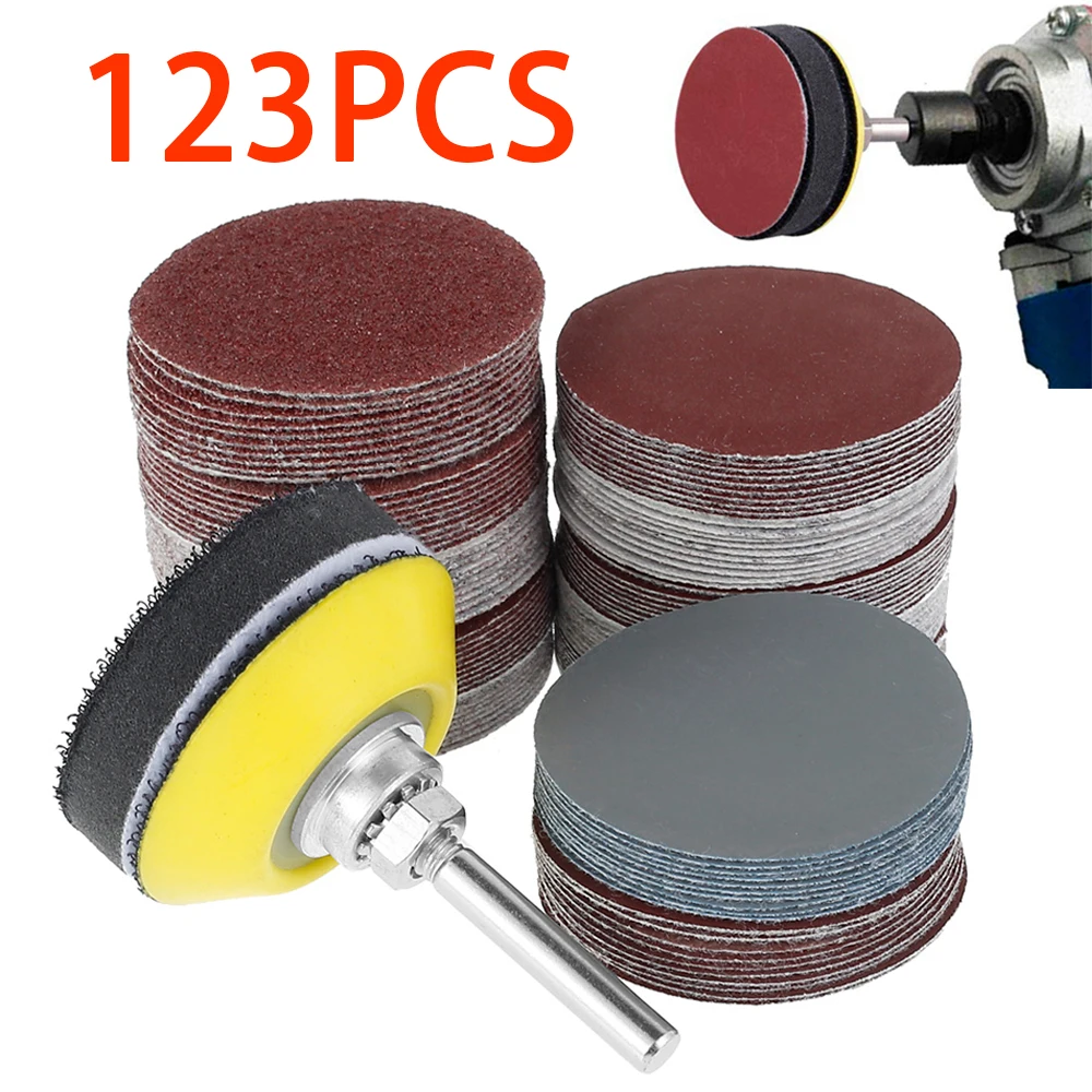 120Pcs 50mm Sandpaper Assortment 60-3000 Grit Sanding Disc Pad Set 2Inch For Drill Grinder Rotary Tools With Disk Pole Cushion