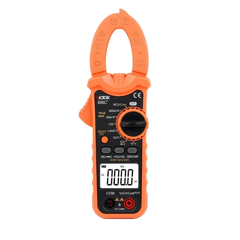 

VICTOR 606c+ Big LCD Display screen auto range Low impedance AC voltage ac dc clamp meter digital