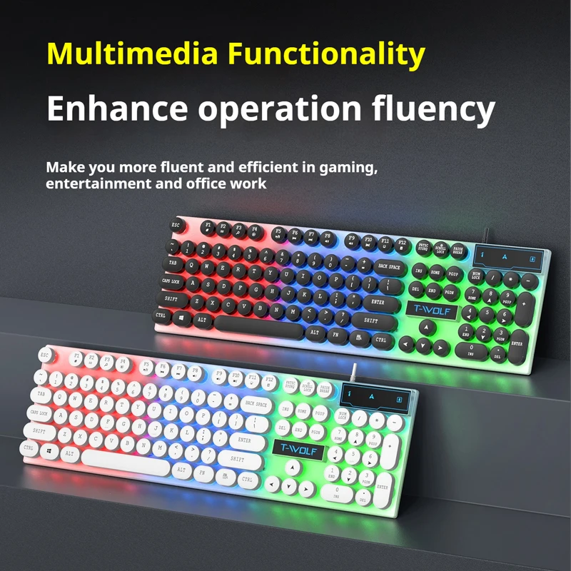 Pc Gaming Fullset - لوحة مفاتيح الألعاب T11T-WOLF، 104 مفتاح،