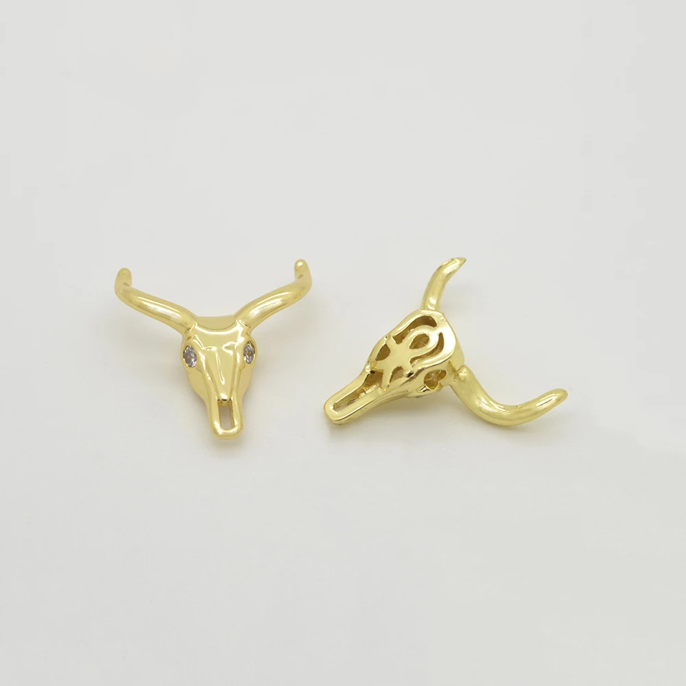 5Pcs Bull Deer Head Spacer Beads for DIY Jewelry Accessories Necklace Bracelet Chain Charms Making Brass Fashion Design Creative