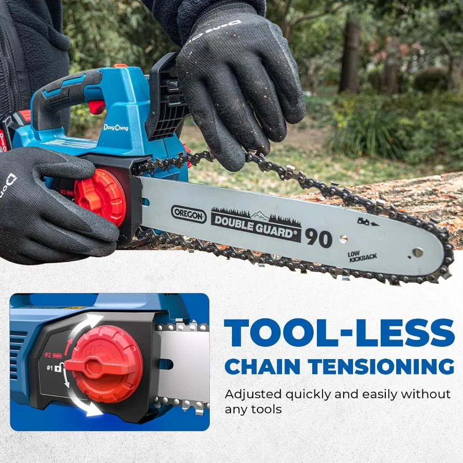 Gergaji Mesin Tanpa Kabel Tanpa Sikat 12 Inci Bertenaga Baterai 20V dengan 2 Baterai 4000mAh untuk Pemotongan Kayu dan Pemangkasan Pohon yang Efisien