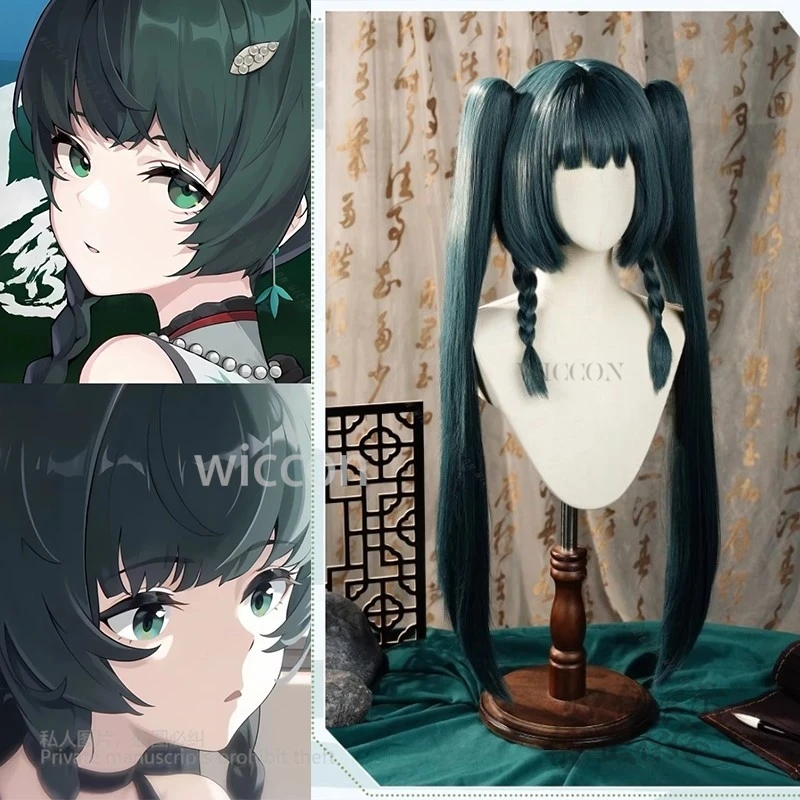 Juego Qingyi Zona Zenless Cero N.E.P.S. Peluca de Cosplay mujer verde doble cola de caballo Halloween carnaval fiesta fibra de alta temperatura