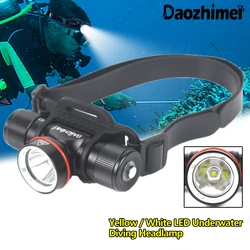 Super Bright Powerful L2 Diving Headlamp Yellow /White LED Underwater 50m Headlight IPX8 Waterproof Flashlight 21700 Dive Light