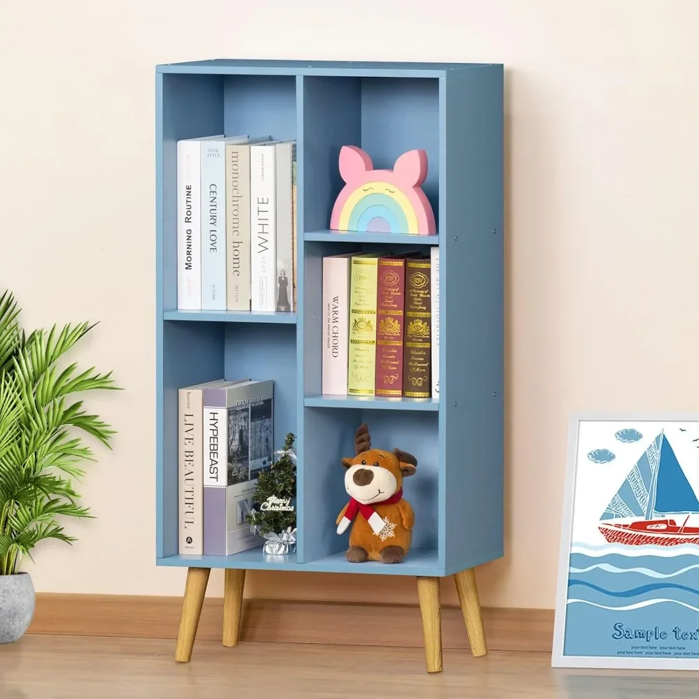 Children's bookshelf, wooden modern bookshelf with legs, children's toy organizer, 3-layer independent display bookshelf