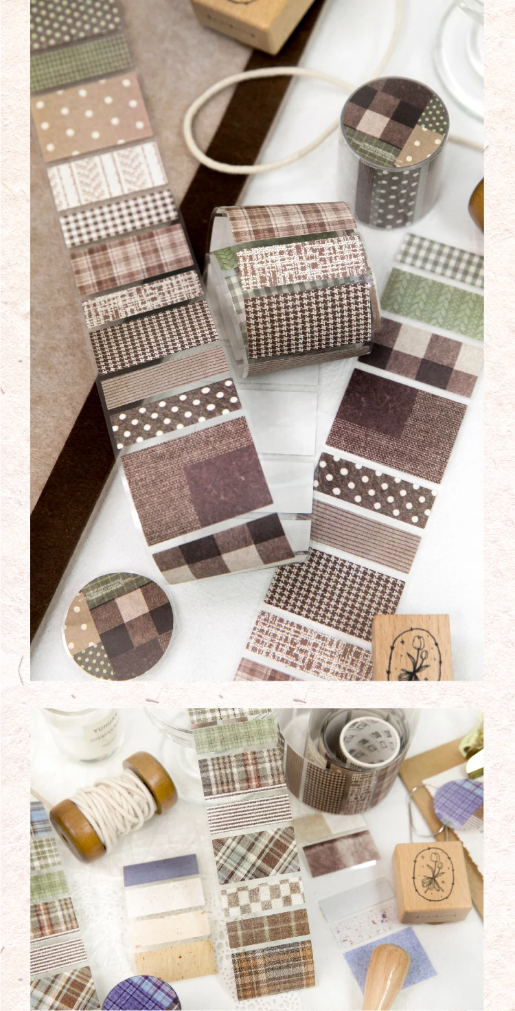 Journal GO 4,8 x 200 cm weißes Kraft-Washi-Tape, Aufkleber, Gitterstoff für Tagebuch, Scrapbook, DIY-Dekoration, Album, Planer, DIY-Klebeband – Detail 12