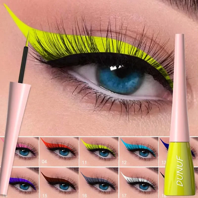 Crayon Eyeliner Liquide Coloré Lisse, Maquillage Longue Durée, Imperméable, Rouge, Vert, Jaune, Blanc, Stylo Eyeliner Sexy, Cosmétique pour les Yeux