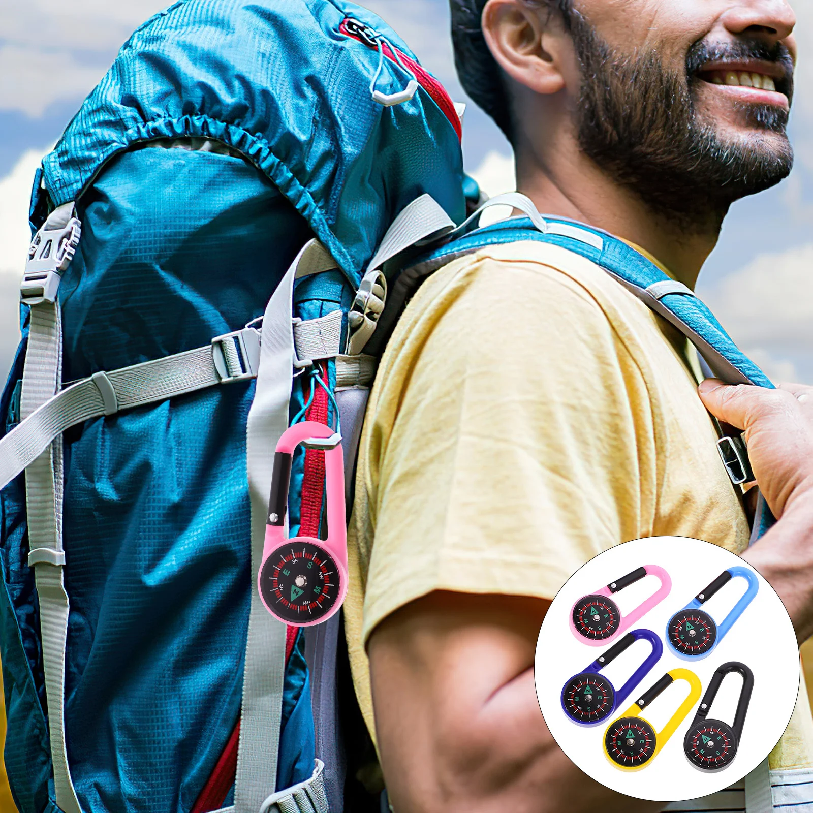 

10Pcs Longusinglife Carabiner Compass with Hook Outdoor Survival Gear Portable Mini Pocket Navigation Survival Compass
