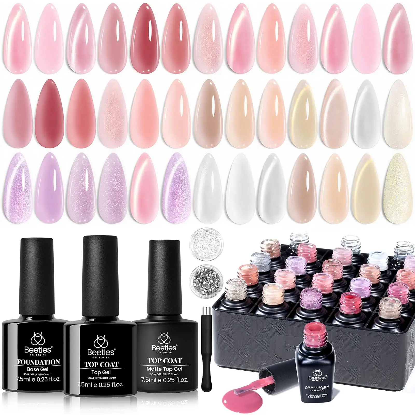 Beetles Cat Eye Gel Nail Polish Set, 36 Colors Jelly Shimmer Nail Gel