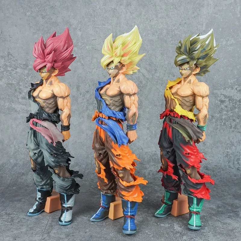 New Bandai 32cm Dragon Ball Anime Figures Goku Gohan Cartoon Battle Damage Edition Model Desktop Ornaments Toys Collectible Gift