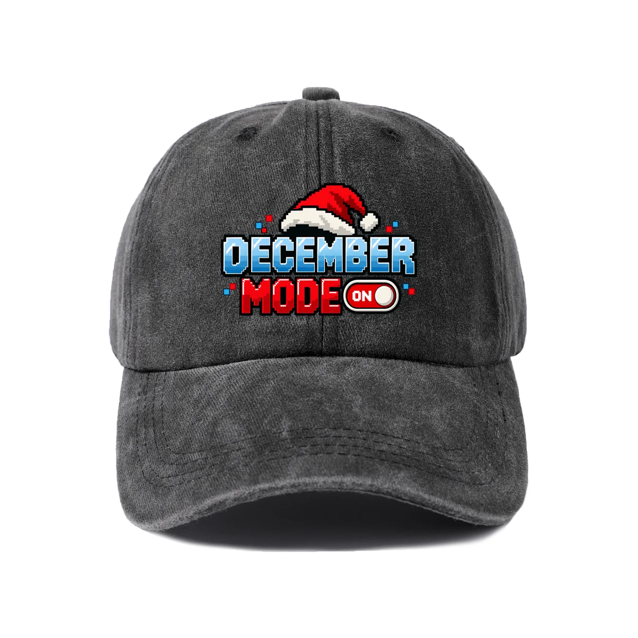 December Mode On Switch Graphic Vintage Washed Baseball Cap, Adjustable Unisex Dad Hat, Casual Gift