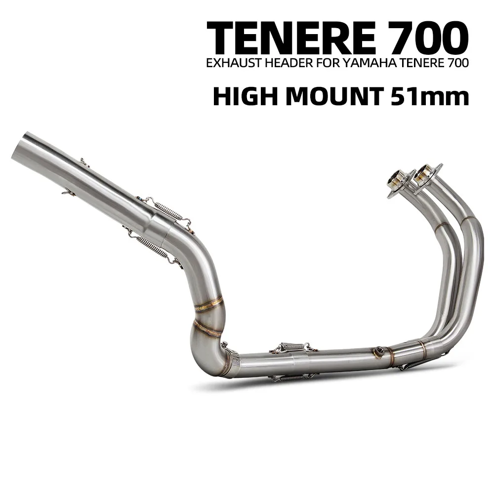 

Передняя соединительная труба мотоцикла Escape для Yamaha TENERE 700 T700 2019-2025, нержавеющая сталь 51 мм, высокая выхлопная труба, комплект гоночной линии