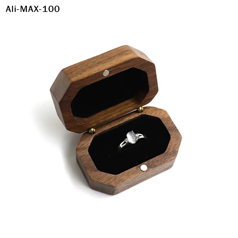 

【AM3】Walnut Wood Jewelry Box Ring Storage Ring Holder Rustic Wedding Ring Box
