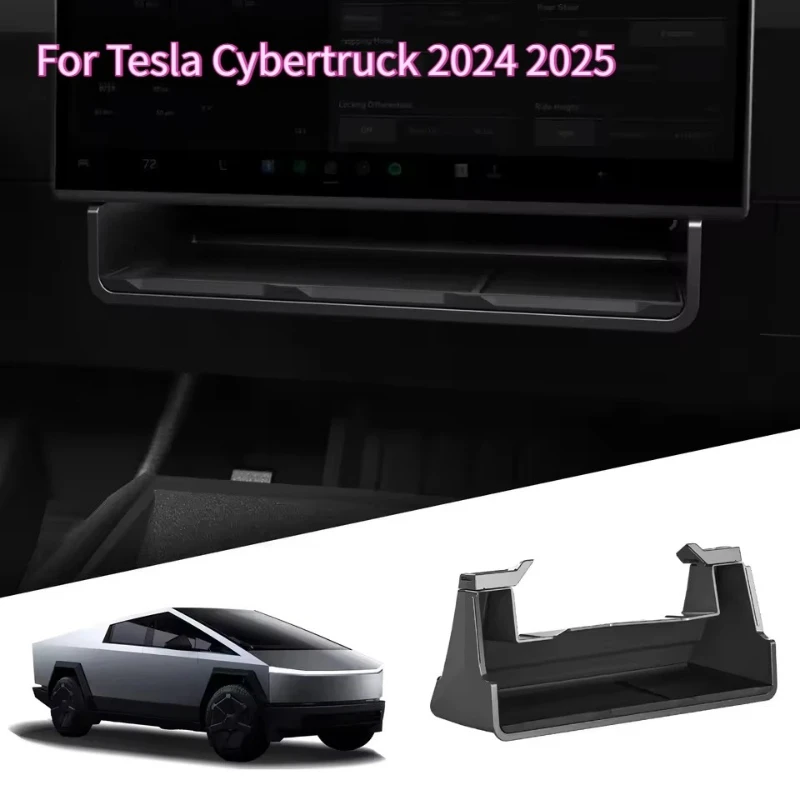 Under Screen Storage Box for Tesla Cybertruck 2025 Central Control Hidden Storage Box Organizer Tray Car Interior Accessories