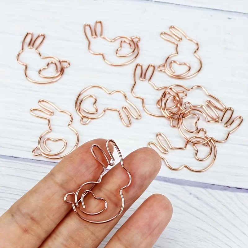 10pcs Adorable Rabbit Heart-Shaped Paper Clips Bookmarks - Perfect for Students, Bookmark Organizer, and DIY Craft Projects