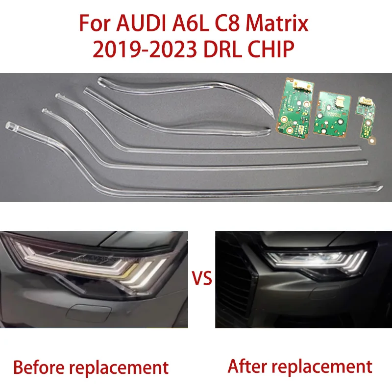 

Автомобильная фара DRL CHIP, направляющая полоса «ангельские глазки», белая световая трубка, балластный чип, детали модуля для AUDI A6L C8 2019-2023, матрица