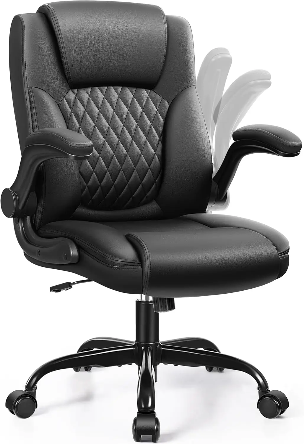 

Leather Office Chair, PU Home Computer Desk Chairs with Ergonomic Back Support, 360°Swivel Free，Small Gmaing Chair