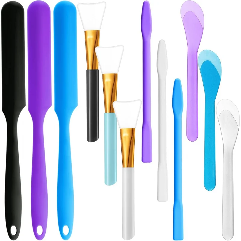 12Silicone Stirring Rod Set，Silicone epoxy brush，Stirring Tool Stick，Stirring spoon，Scraper Resin Epoxy Liquid PaintDIYCraft Too