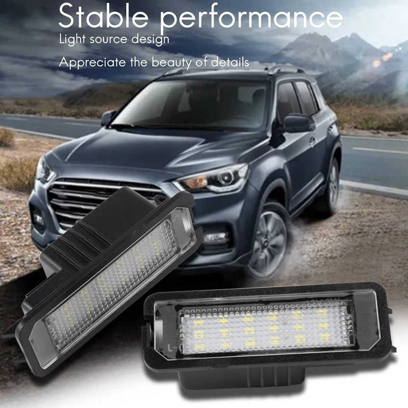 2 шт., 12 В, светодиодные лампы освещения номерного знака для Golf 4 5 6 7, освещение номерного знака автомобиля, внешние аксессуары-BTFL