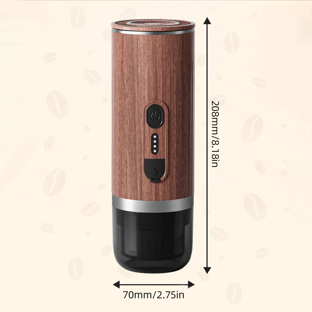 Portable Electric Espresso Coffee Machine Cordless Heating 3oz Single Serve Mini Coffee Maker with 3-IN-1 Coffee Powder