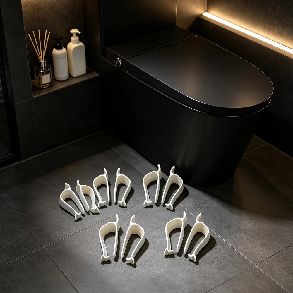 Clip-On Toilet Seat Stabilizers for Standard Toilets Anti-Slip Bumper Hardware No-Drilling Installation White ABS 8.75cm